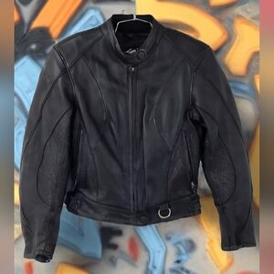 Harley-Davidson Embossed Premium Black Leather Jacket. Small. Padded. Ventilated